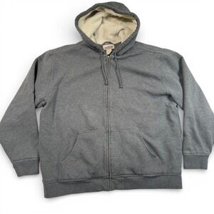 LL Bean Katahdin Iron Works Mens XL Gray‎ Sherpa Lined Full Zip Hoodie 244926
